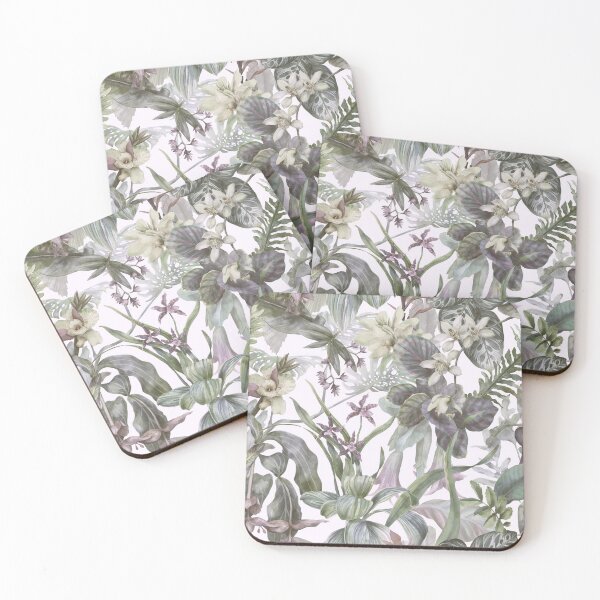 Item preview, Vintage Pastel Tropical Flowers and Leaves Abstract designed and sold by silviaol.
