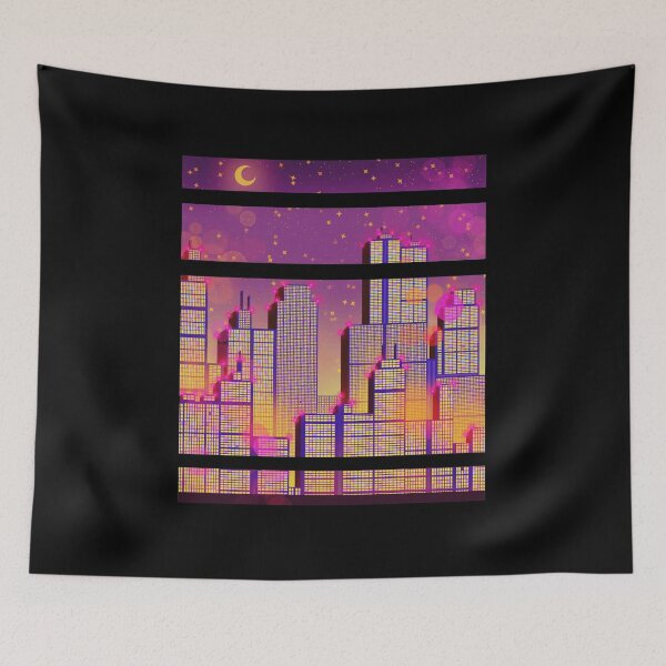 Item preview, Skyline of a City purple Synthwave designed and sold by FalkDania.