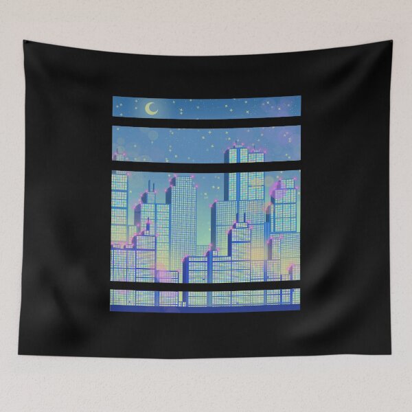 Item preview, Skyline of a City blue Synthwave designed and sold by FalkDania.