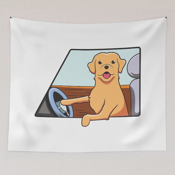 Item preview, Golden Retriever Driving a Car - Cute Dog Driving a Car Art Design designed and sold by thecatcouch.