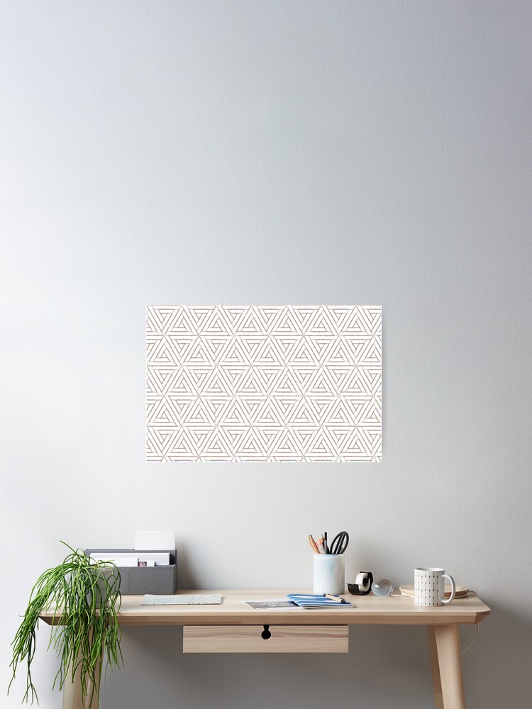 Thumbnail 2 von 3, Poster, Taupe and White Aztec Tribal Triangle Pattern Pairs DE 2022 Trending Color Frontier Land DE6074 designt und verkauft von ColorOfTheYears.