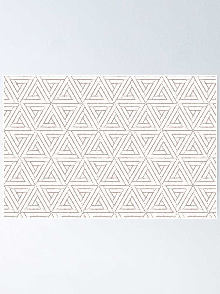 Thumbnail 1 von 3, Poster, Taupe and White Aztec Tribal Triangle Pattern Pairs DE 2022 Trending Color Frontier Land DE6074 designt und verkauft von ColorOfTheYears.