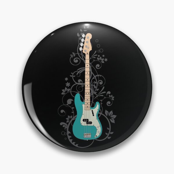 Item preview, Teal P-Style Bass Guitar Flowering Vines designed and sold by nightsworthy.
