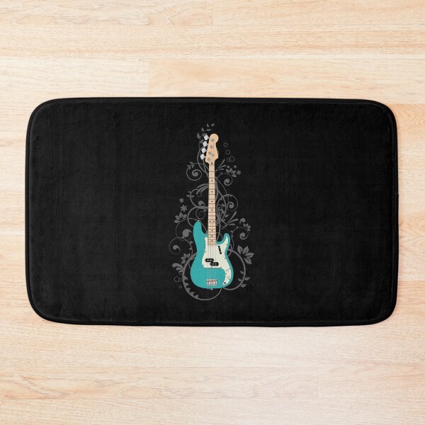 Item preview, Teal P-Style Bass Guitar Flowering Vines designed and sold by nightsworthy.