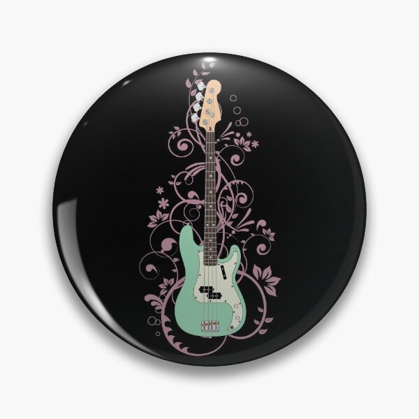 Item preview, Surf Green P-Style Bass Guitar Flowering Vines designed and sold by nightsworthy.