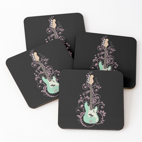 Item preview, Surf Green P-Style Bass Guitar Flowering Vines designed and sold by nightsworthy.
