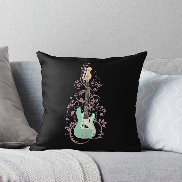 Item preview, Surf Green P-Style Bass Guitar Flowering Vines designed and sold by nightsworthy.