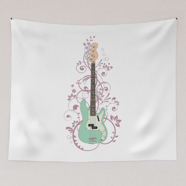 Item preview, Surf Green P-Style Bass Guitar Flowering Vines designed and sold by nightsworthy.