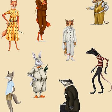Fantastic Mr. fox and Mrs. Fox Family Sticker pack