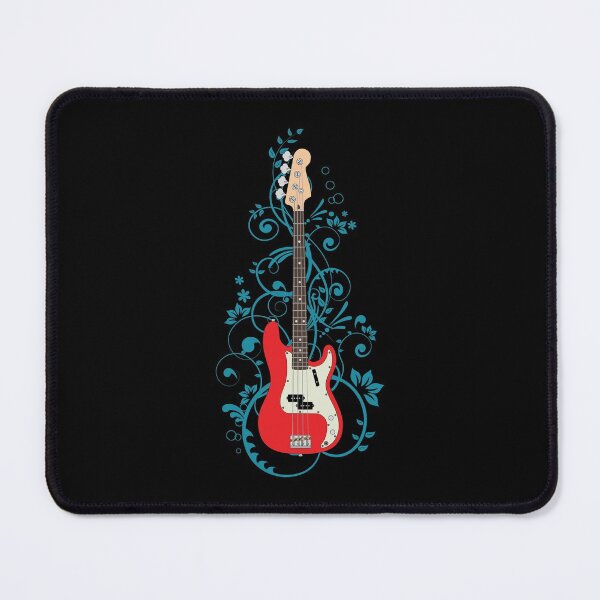 Item preview, Red P-Style Bass Guitar Flowering Vines designed and sold by nightsworthy.