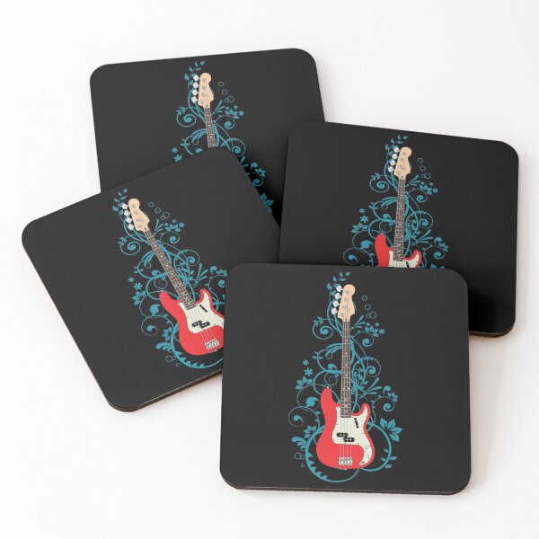 Item preview, Red P-Style Bass Guitar Flowering Vines designed and sold by nightsworthy.