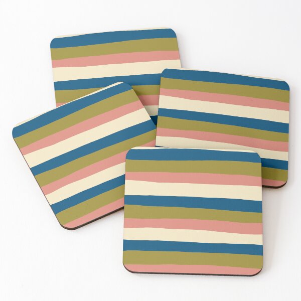 Item preview, Uneven Stripes - Blue, Olive Green, Pink and Cream designed and sold by LAEC-Shop.