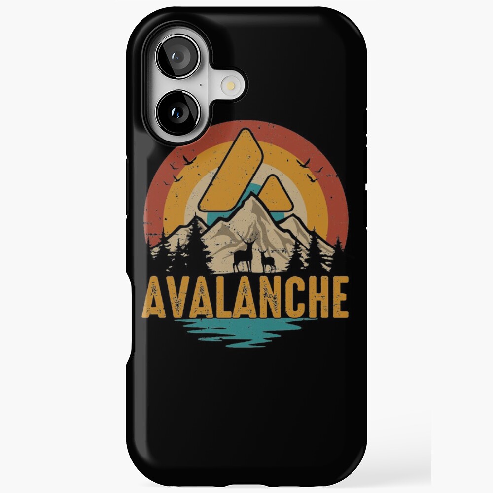 Avalanche Coin AVAX Vintage Retro Mountain Sunset Blockchain Cryptocurrency