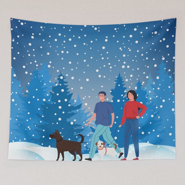 Item preview, DOG WALK IN THE SNOW designed and sold by PotluckPrints.