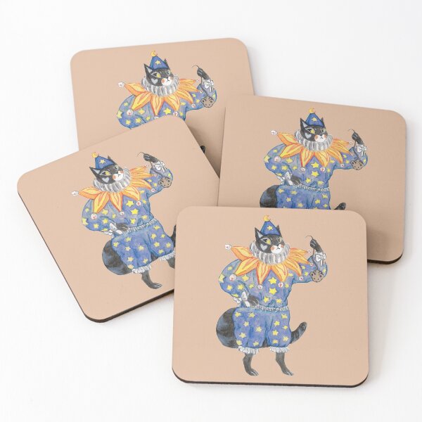 Item preview, star themed anthro vintage clown cat ,watercolor  designed and sold by CaptainRingtail.