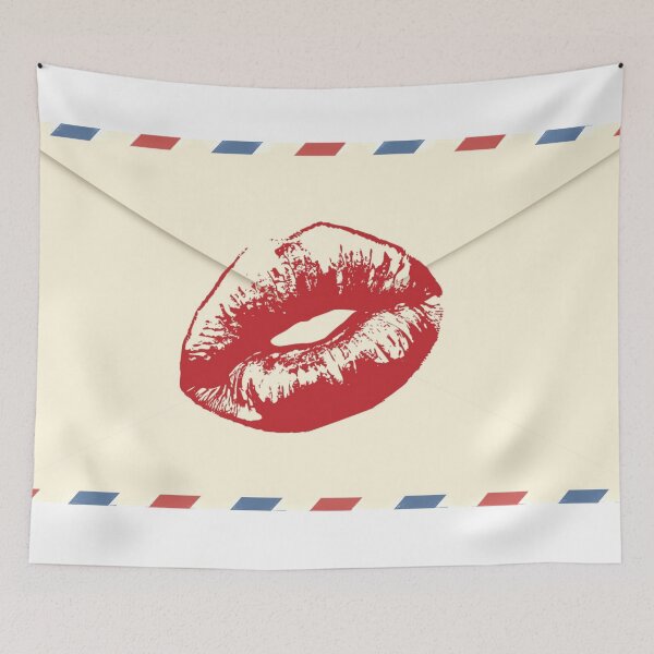 Item preview, Red Lips Kiss on Airmail Envelope designed and sold by JoyforU.