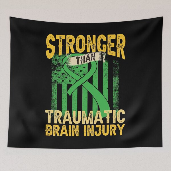 Item preview, TBI Awareness Stronger Than Traumatic Brain Injury Green Flag and Ribbon designed and sold by Treasurekey.