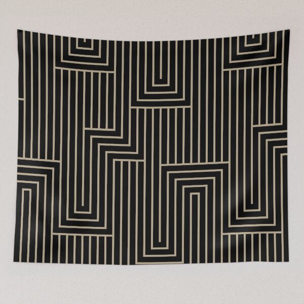 Item preview, Black and Tan Art Deco Pattern 2 Pairs DE 2022 Trending Color Bamboo Screen DE6193 designed and sold by ColorOfTheYears.