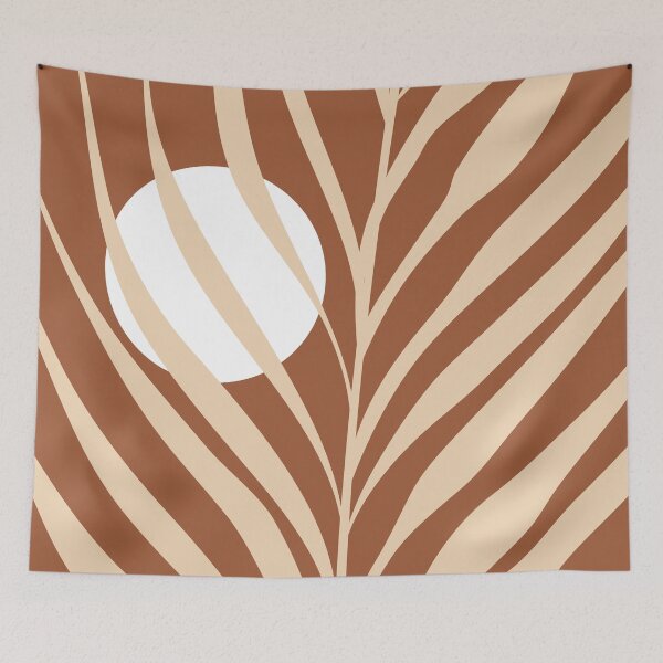 Item preview, Abstract Tropical Leaves Art in Terracotta and Beige designed and sold by nineFlorals.