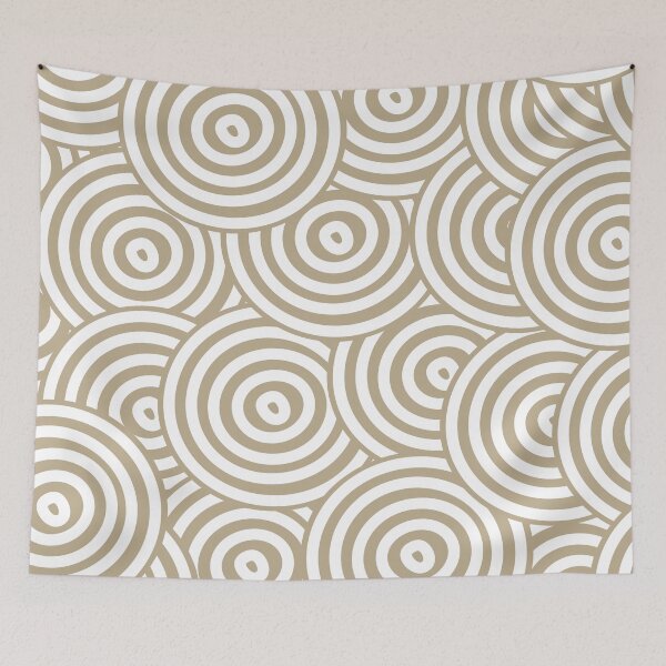 Item preview, Tan and White Hypnotic Circle Pattern Pairs DE 2022 Trending Color Bamboo Screen DE6193 designed and sold by ColorOfTheYears.