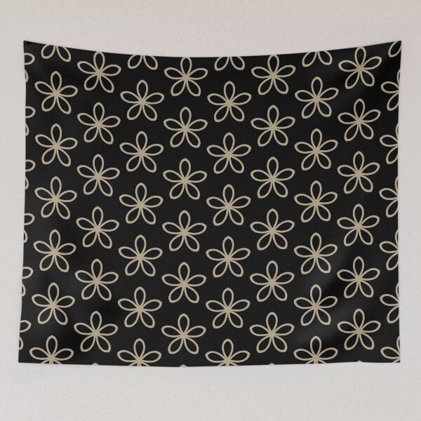Item preview, Black and Tan Minimal Flower Pattern Pairs DE 2022 Trending Color Bamboo Screen DE6193 designed and sold by ColorOfTheYears.