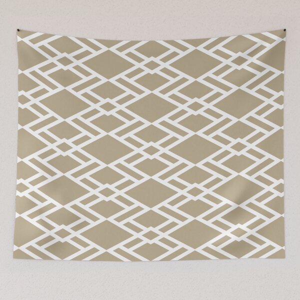 Item preview, Tan and White Diamond Shape Tile Pattern Pairs DE 2022 Trending Color Bamboo Screen DE6193 designed and sold by ColorOfTheYears.