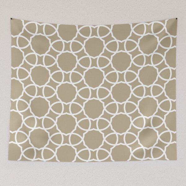 Item preview, Tan and White Petal Shape Tile Pattern Pairs DE 2022 Trending Color Bamboo Screen DE6193 designed and sold by ColorOfTheYears.