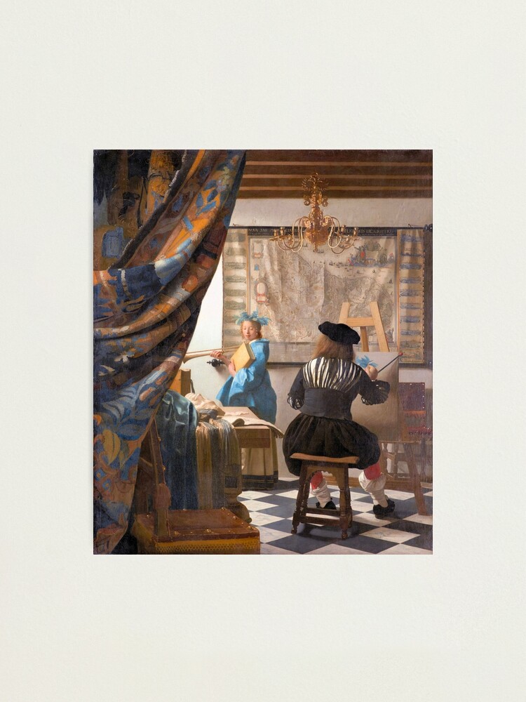 VTG buy Textured REPRO Print of ATQ 1667 Painting ARTIST IN HIS STUDIO by J. Vermeer