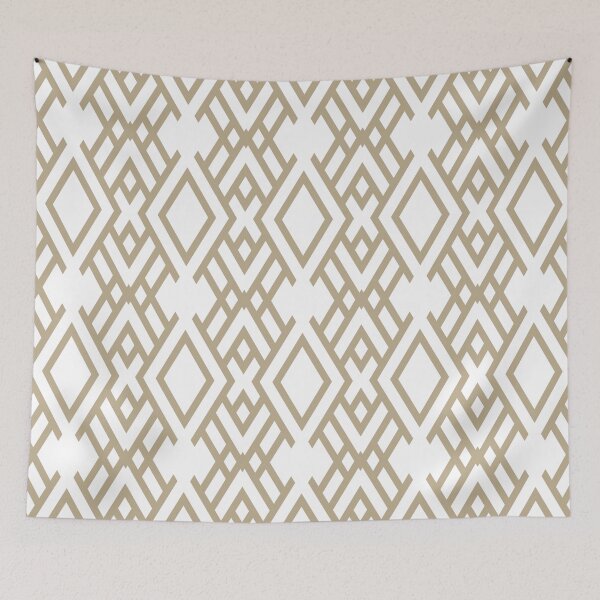 Item preview, Tan and White Striped Art Deco Pattern Pairs DE 2022 Trending Color Bamboo Screen DE6193 designed and sold by ColorOfTheYears.