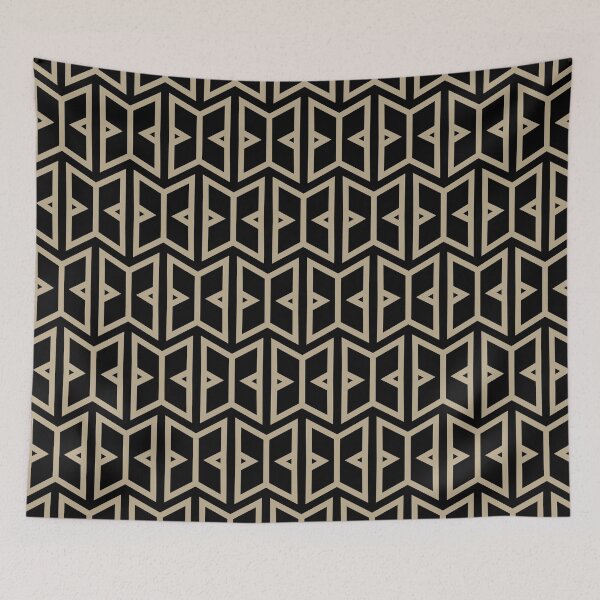 Item preview, Black and Tan Modern Art Deco Shape Pattern Pairs DE 2022 Trending Color Bamboo Screen DE6193 designed and sold by ColorOfTheYears.
