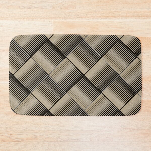 Item preview, Black and Tan Square Mosaic Stripe Pattern Pairs DE 2022 Trending Color Bamboo Screen DE6193 designed and sold by ColorOfTheYears.