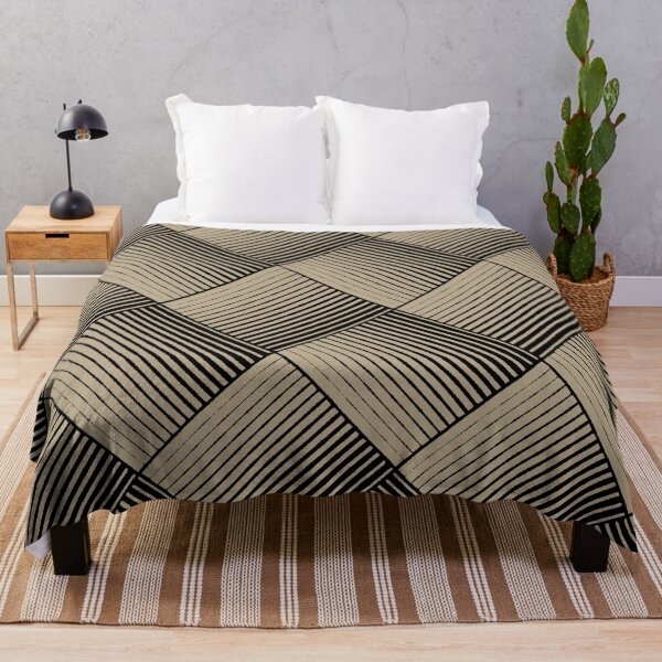 Item preview, Black and Tan Square Mosaic Stripe Pattern Pairs DE 2022 Trending Color Bamboo Screen DE6193 designed and sold by ColorOfTheYears.