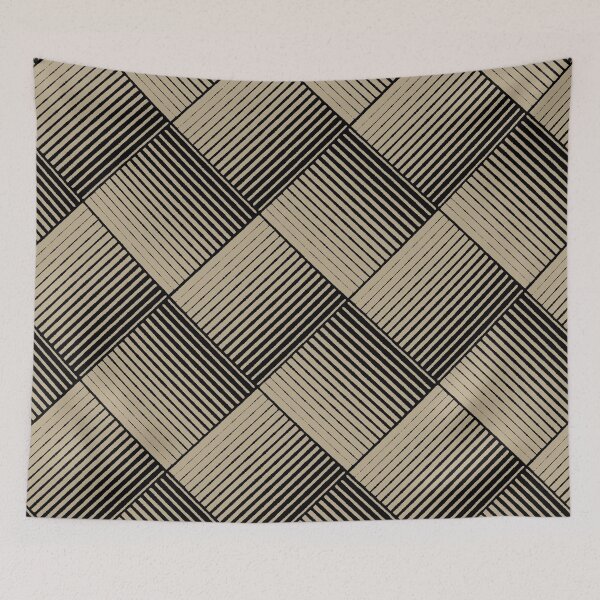 Item preview, Black and Tan Square Mosaic Stripe Pattern Pairs DE 2022 Trending Color Bamboo Screen DE6193 designed and sold by ColorOfTheYears.