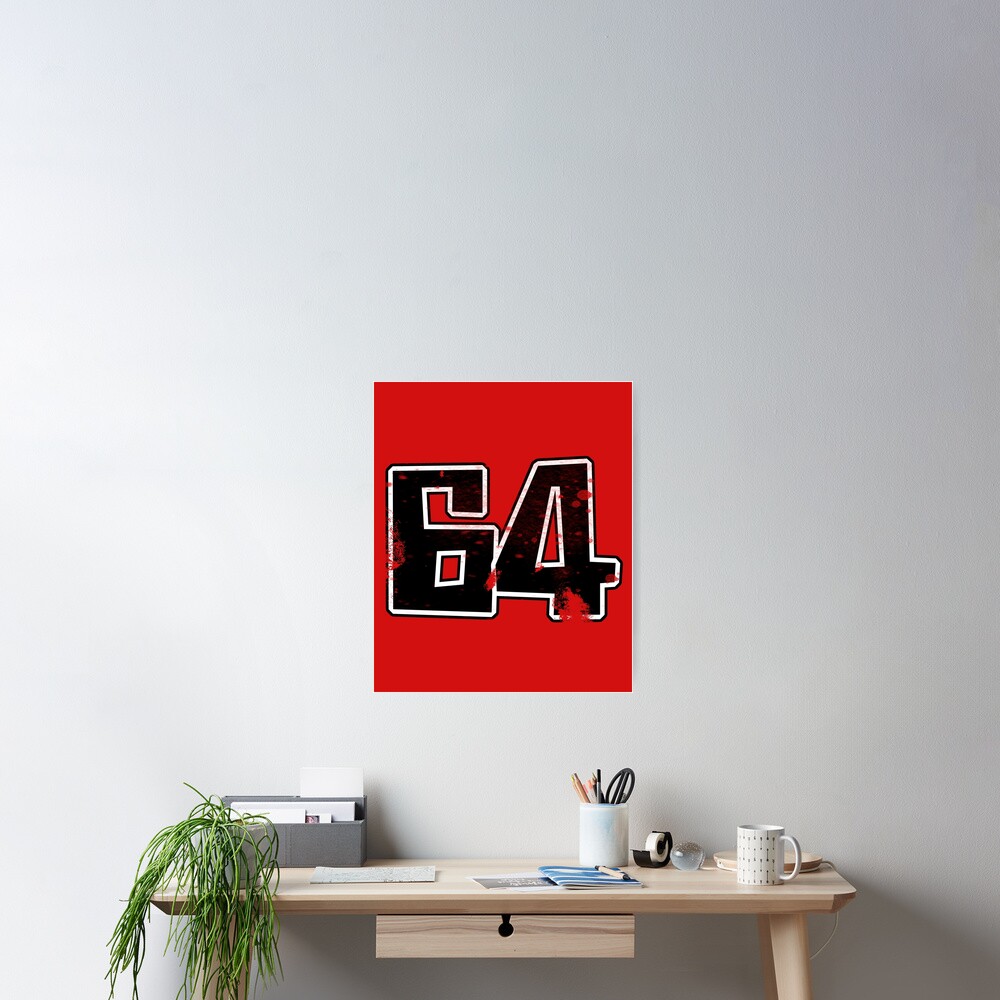 Vintage Retro Racing Car Number Decal 64 Poster By Kevbrettart