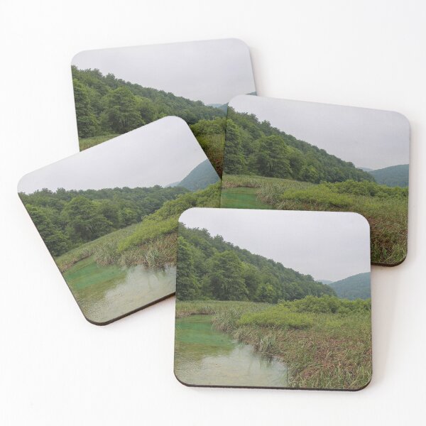 Item preview, A clear green stream flowing through a reed bed into Lake Kozjak, Plitvice Lakes, Croatia designed and sold by SnapTPhotograph.