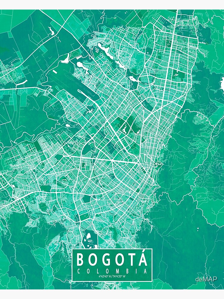 Bogota City Map Of Colombia Watercolor Poster For Sale By Demap Redbubble 