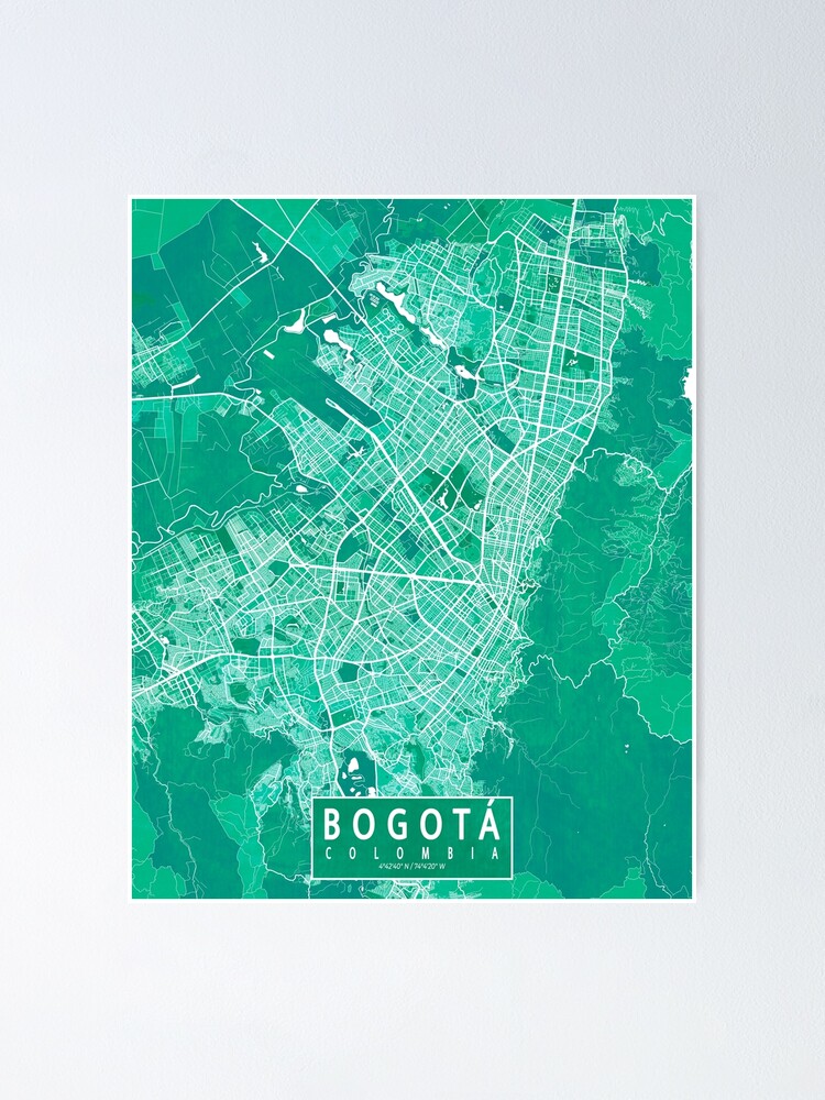 Bogota City Map Of Colombia Watercolor Poster For Sale By Demap Redbubble 