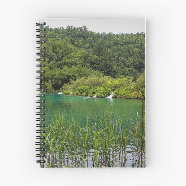 Item preview, A view of a green lake over reeds with a waterfall in the background, Plitvice Lakes, Croatia designed and sold by SnapTPhotograph.