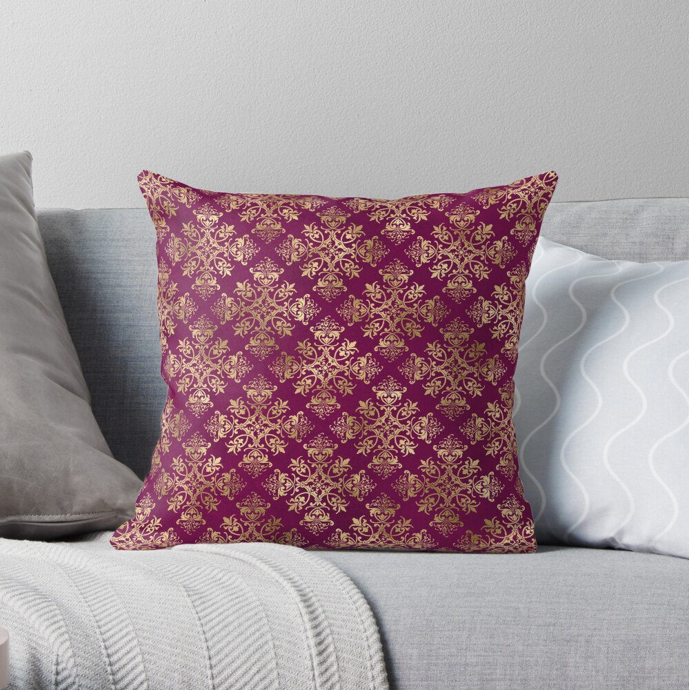 Maroon and best sale gold throw pillows