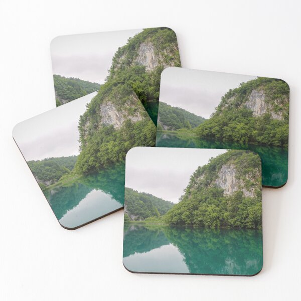 Item preview, A reflection of a mountain valley on a lake at Plitvice Lakes, UNESCO World Heritage Site, Croatia designed and sold by SnapTPhotograph.