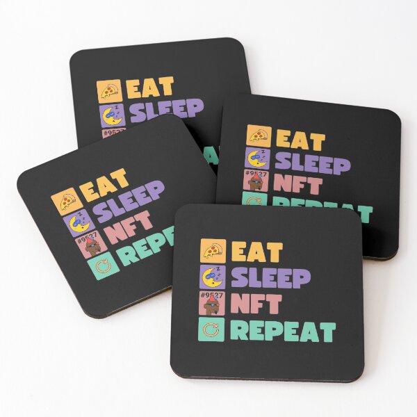 Artikelvorschau, Eat Sleep Nft Repeat mit buntem Text entworfen und verkauft von WeiloveD.