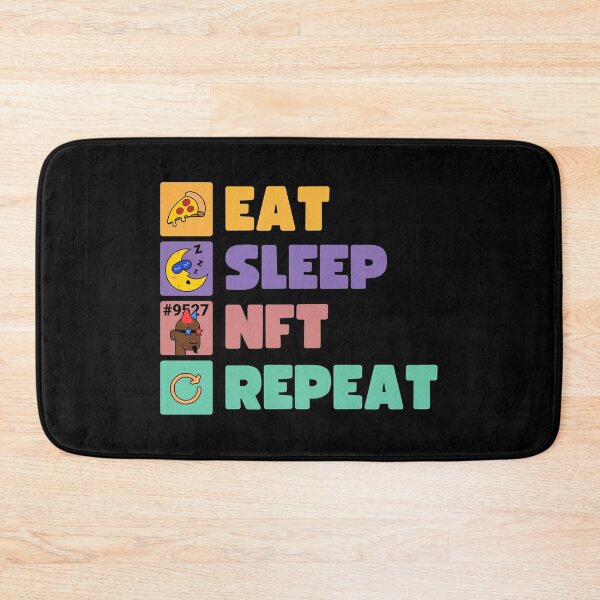 Artikelvorschau, Eat Sleep Nft Repeat mit buntem Text entworfen und verkauft von WeiloveD.