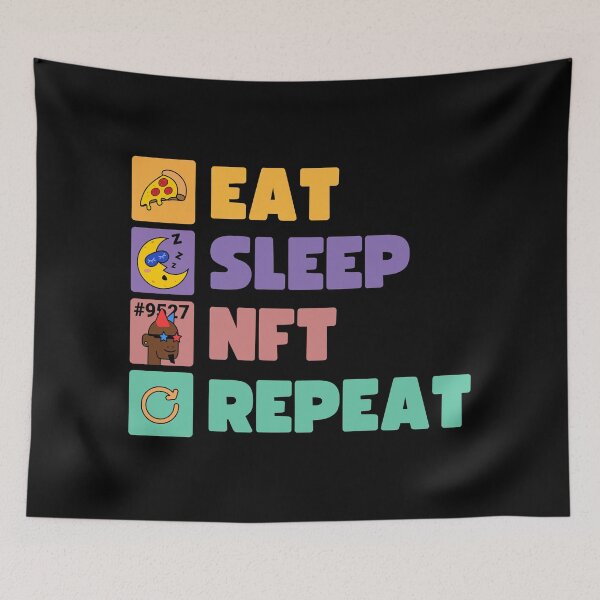 Artikelvorschau, Eat Sleep Nft Repeat mit buntem Text entworfen und verkauft von WeiloveD.