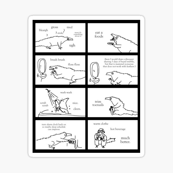 Artikel-Vorschau von Dinosaurier-Comic zur Selbstversorgung, designt und verkauft von Vincent Briggs.