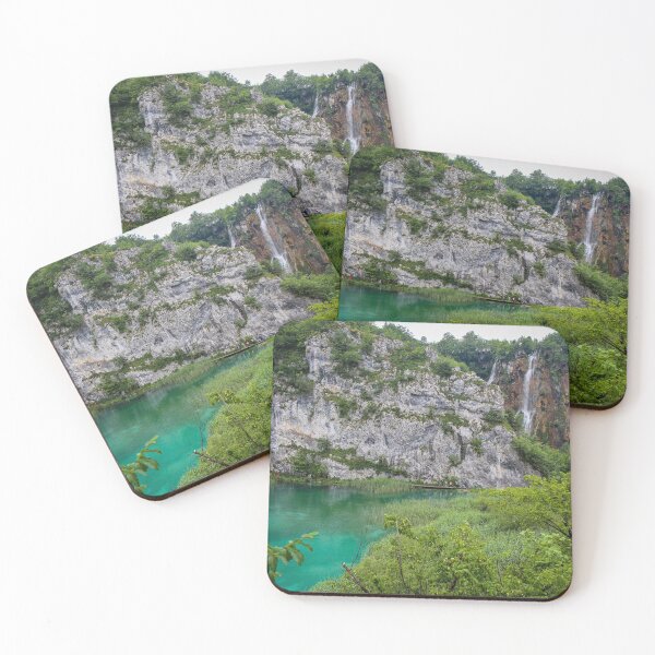 Item preview, A large waterfall flowing over a mountain into a lake at Plitvice Lakes, UNESCO World Heritage Site, Croatia designed and sold by SnapTPhotograph.