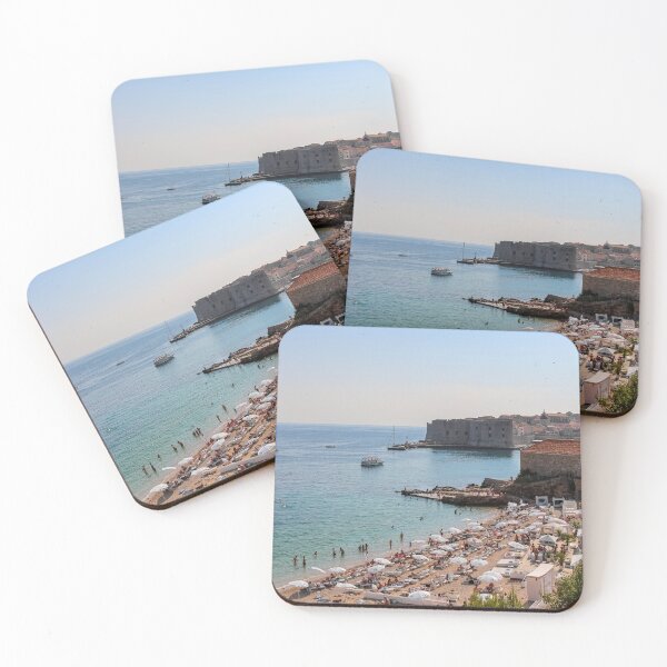 Item preview, A crowded tourist beach in Dubrovnik in summer, with the old town in the background, Croatia designed and sold by SnapTPhotograph.