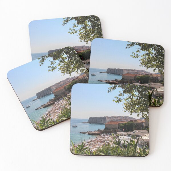 Item preview, A crowded Plaza Banje Beach in Dubrovnik, with the old town in the background, Croatia designed and sold by SnapTPhotograph.