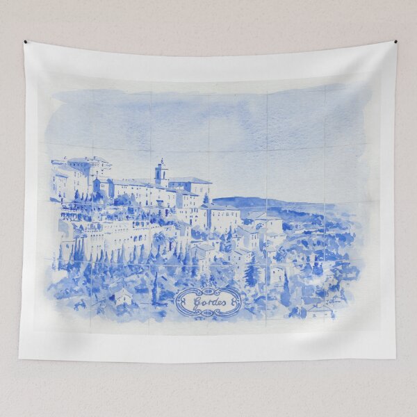 Item preview, View of Gordes, France - Azulejo style designed and sold by ian osborne.
