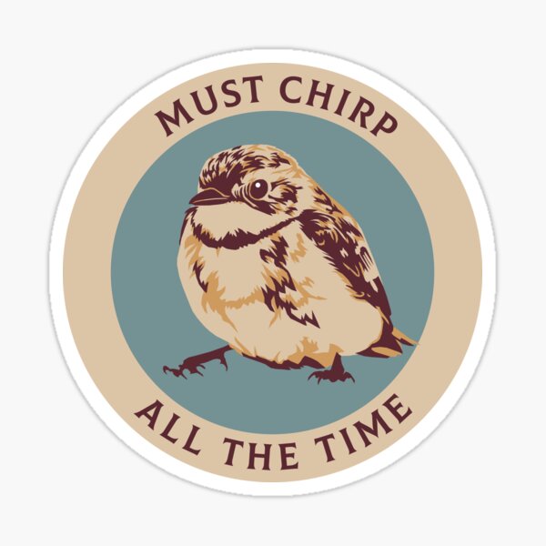 Funny sparrow bird sitting down, must chirp Sticker