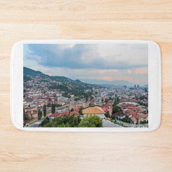 Item preview, A view over Sarajevo at sunset from Hrid, Bosnia and Herzegovina designed and sold by SnapTPhotograph.